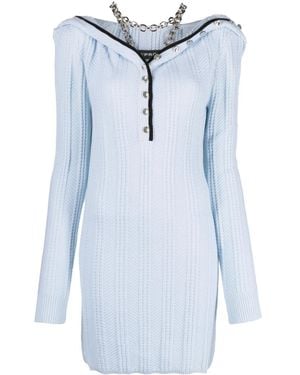 Y. Project Ruffle-Collar Merino Wool Minidress - Blue