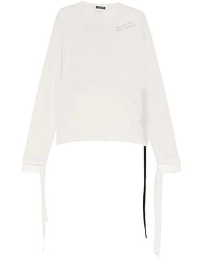 Ann Demeulemeester Lace-Trim Long-Sleeve T-Shirt - White