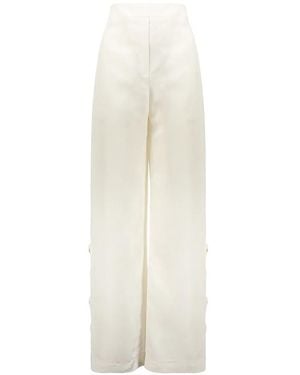 Ellery Flared-Leg Satin-Finish Trousers - White