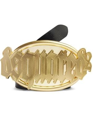 DSquared² Logo-Plaque Leather Belt - Metallic