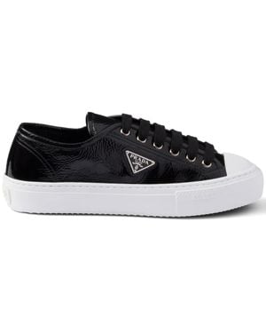 Prada Shiny Leather Naplak Trainers - Black
