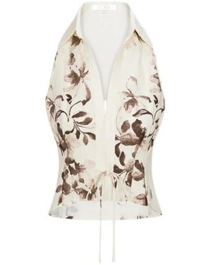 Hevron Sloan Floral-Print Vest - White