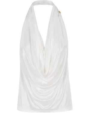 Elisabetta Franchi Halterneck Cowl-Neck Blouse - White