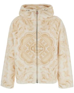 CASABLANCA Patterned Faux-Fur Hooded Jacket - Natural