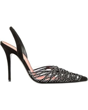 AMINA MUADDI Lori Beaded Slingback Pumps - メタリック