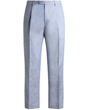 Etro Paisley-Jacquard Cotton Trousers - Blue