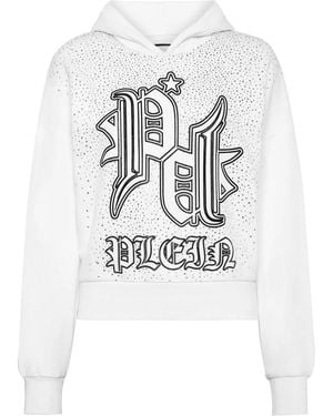 Philipp Plein Gothic Plein ラインストーン パーカー - ホワイト