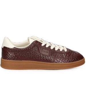Tommy Hilfiger Croc-Effect Low-Top Trainers - Brown
