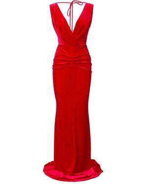 Lita Couture Vianne V-Neck Maxi Dress - Red