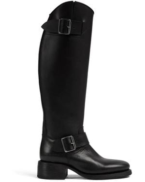 DSquared² Logo-Debossed Leather Boots - Black