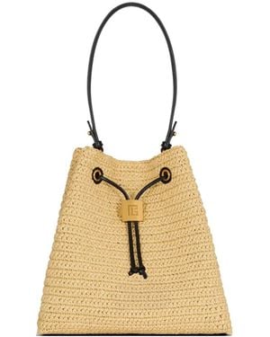 Balmain Pulse Crochet And Leather Backpack - Natural