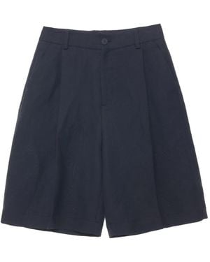 Studio Nicholson Pleated Tailored Shorts - Blue
