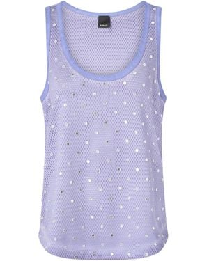 Pinko Mesh Vest Top With Mirror Detail - Purple