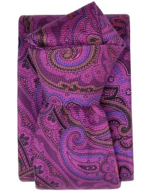 Elizabetta Cosimo Paisley-Print Silk Tie - Purple