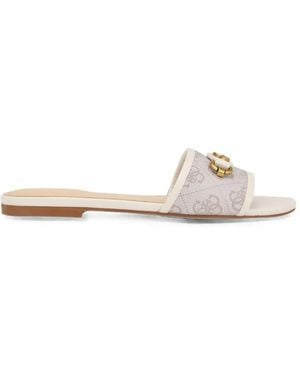 Guess Hammi Logo Slide Sandals - White