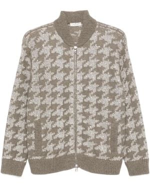 Panicale Houndstooth-Pattern Sequin-Embellished Cardigan - Grey