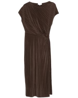Vince Plissé-Effect Midi Dress - Brown