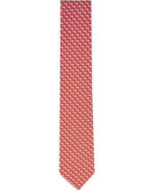 Ferragamo Bear-Print Tie - White
