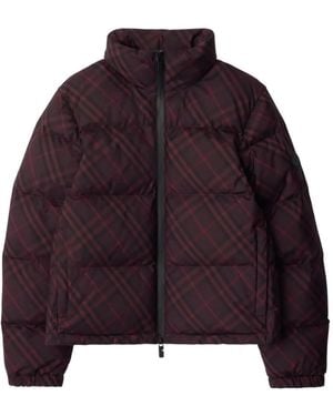 Burberry Check Puffer Jacket - Purple