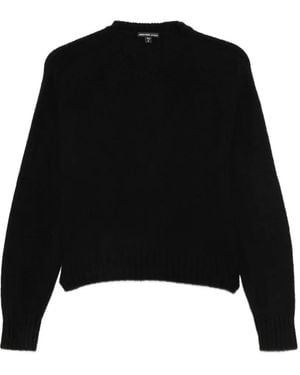 James Perse Kaschmirpullover Mit Geripptem Besatz - Schwarz