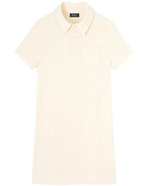 A.P.C. Pocket Polo-Collar Mini Dress - White