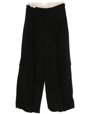 Sea Lace-Trimmed Trousers - Black