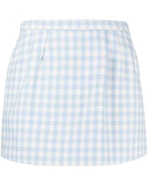RED Valentino Gingham-Check Mini Skort - Blue