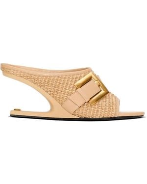 Balmain Anthem No Wedge Mules - Natural