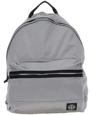 Stone Island Logo-Appliqué Backpack - Gray