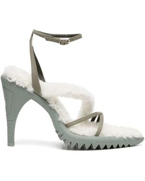 Off-White c/o Virgil Abloh Denim & Shearling Cargo Ankle-strap Sandals - White