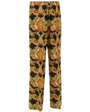 Etro Floral Palazzo Trousers - Metallic