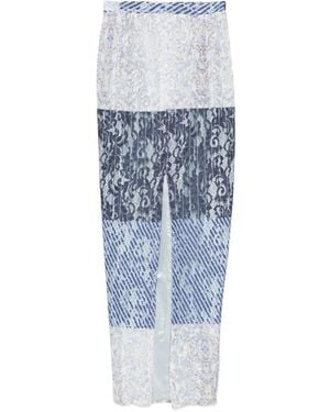 BARBARA BOLOGNA Lace-Panelled Midi Skirt - Blue
