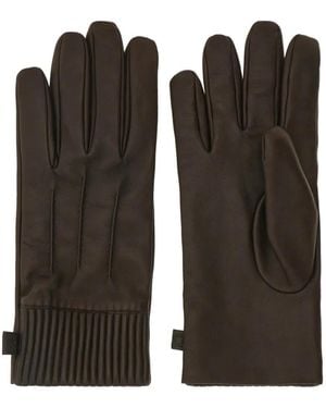 Ferragamo Lined Topstitching Gloves - Black
