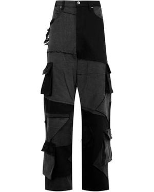 Who Decides War Destroyed Panelled Cargo Trousers - Black