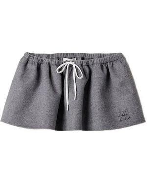 Miu Miu Wool-Cashmere Mini Skirt - Grey