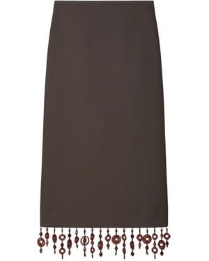 Tory Burch Embellished Crepe Midi Skirt - Grey