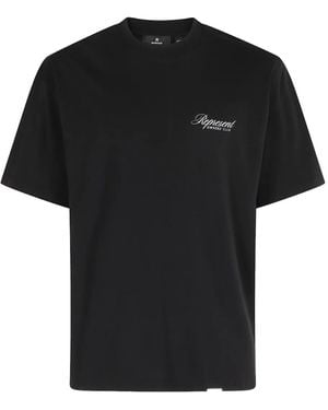 Represent Script-Logo Cotton T-Shirt - Black