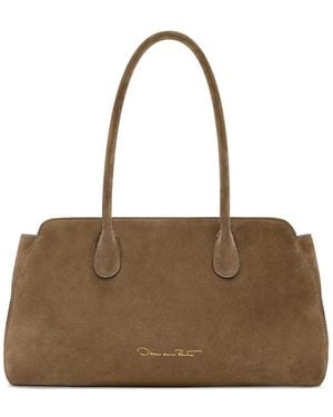 Oscar de la Renta The Aster Suede Shoulder Bag - Brown