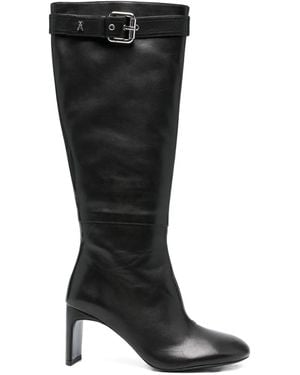 Patrizia Pepe 80Mm Buckle-Strap Leather Boots - Black