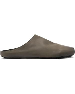 Uma Wang Square-Toe Leather Slippers - Brown