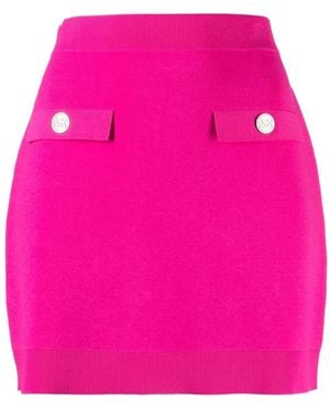 Michael Kors Logo-Embossed Buttoned Miniskirt - Pink