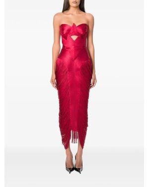 NORINA ST Aura Fringed Midi Dress - Red