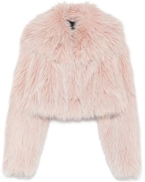 Patrizia Pepe Cropped Fluffy Jacket - Pink