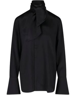 Sa Su Phi Tie-Neck Flared-Cuff Shirt - Black
