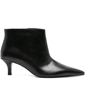 Patrizia Pepe 55 Mm Leren Enkellaarzen Met Puntige Neus - Zwart