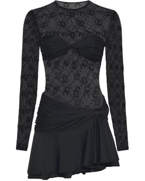 Marine Serre Moonogram Sheer Mini Dress - Black