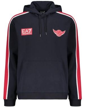 EA7 Felpa Olimpia Milano Con Logo E Cappuccio - Blu