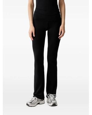 Guess Flare Rhinestone-Logo Leggings - Black