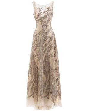 Saiid Kobeisy Sequin-Embellishment Maxi Dress - Natural