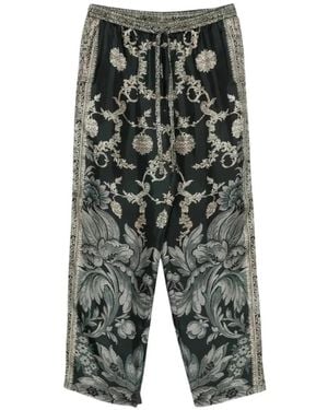 Pierre Louis Mascia Aloe Floral-Print Drawstring Trousers - Grey